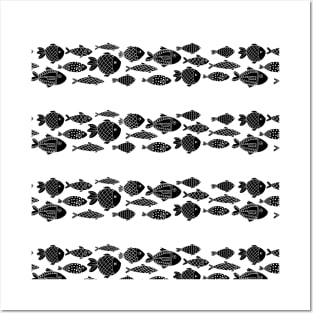 Fish Stripes Black Posters and Art